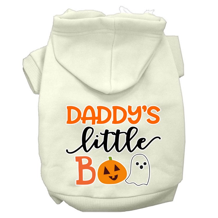 Daddy's Little Boo Screen Print Dog Hoodie Cream XXXL